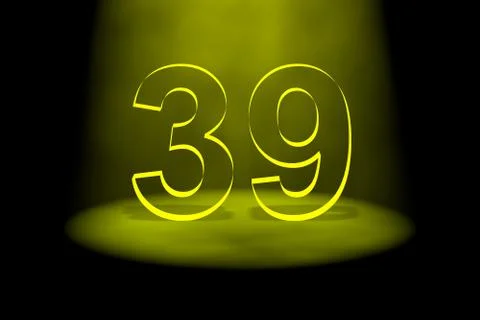 Number 39 illuminated with yellow light Stock Illustration