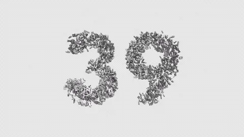 Number 39 Made of Numbers. 3D Font Number Animation with Alpha Channel Video stock 302173574