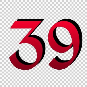 Number 39 on transparent background red color Stock Illustration