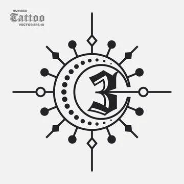 Number 3Tattoo Logo Stock Illustration