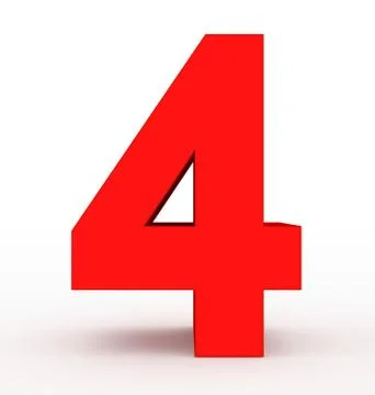 Number 4 3d clean red isolated on white Stock Illustration