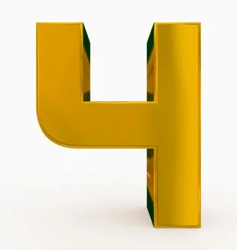 Number 4 3d cubic rounded golden isolated on white Stock Illustration