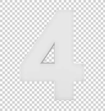 Number 4 3d white isolated on white - 3d rendering Stock Illustration