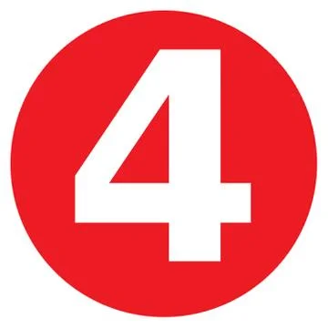 The Number 4 Big Red Dot Letters And Numbers White Capitalized Font On A Big  Stock-Illustration