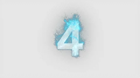 Number 4 in blue fire with alpha channel, number four Stock-Footage 264625818