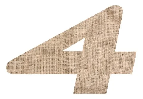 Number 4 with burlap texture on white background Foto stock