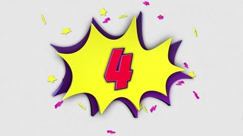 Number 4 Comic Text Animation Background on Alpha Channel, Loop Stock Footage 300960331