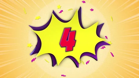 Number 4 Comic Text Animation Background on Alpha Channel, Loop Vidéo 308988215