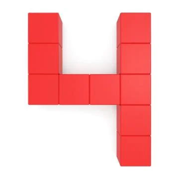 Number 4 cubic red Stock Illustration