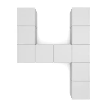 Number 4 cubic white Stock Illustration