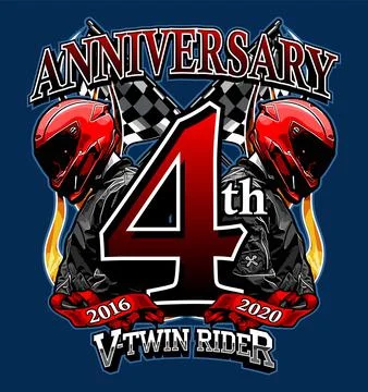Number 4 flanked by biker checkered flag background Stock Illustration