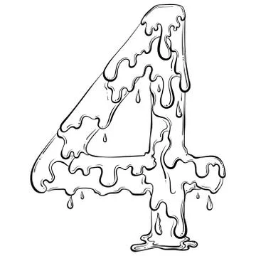Number 4 with flow drops Stock Illustration