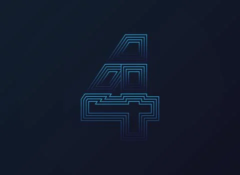 Number 4 font, digital technology design, network concept.  Vector illustrati Stock Illustration