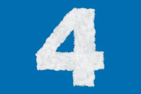 Number 4 font shape element made of clouds on blue Stock Illustration