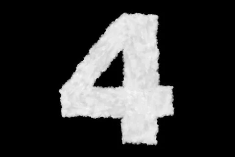 Number 4 font shape element made of cloud on black Stock Illustration
