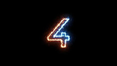 Number 4 (four) - outline fire and ice glowing on transparent background Stock Footage 104933045