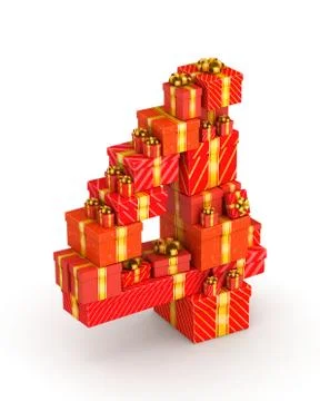 Number 4 from gifts Illustrazione stock