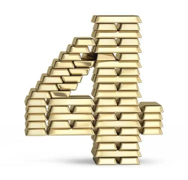 Number 4 from gold bars Ilustración de archivo