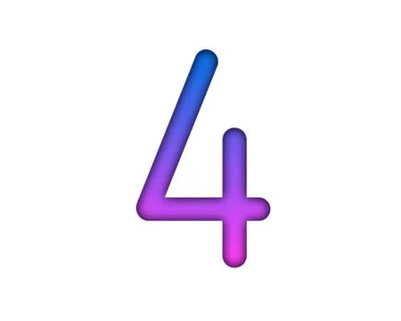 Number 4 gradient blue pink 3d sign symbol on white background Stock Illustration