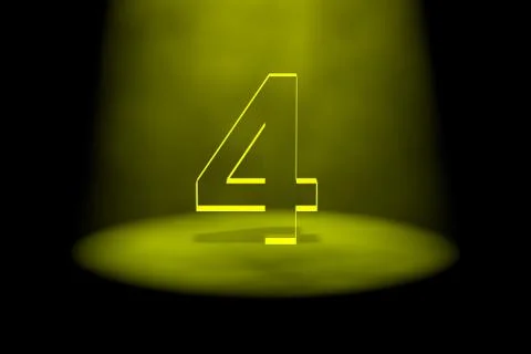 Number 4 illuminated with yellow light Stock Illustration