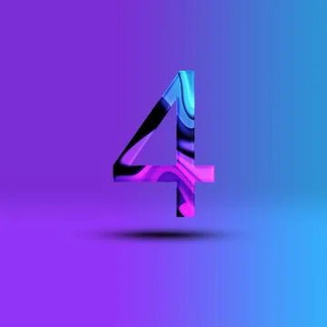Number 4 illustration . Creative synthwave cyberpunk design elements. Isolate Ilustração Stock