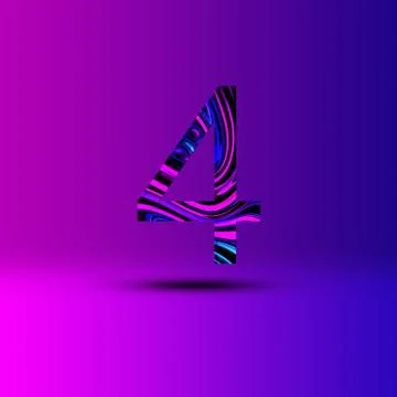 Number 4 illustration . Creative synthwave cyberpunk design elements. Isolate Stock Illustration