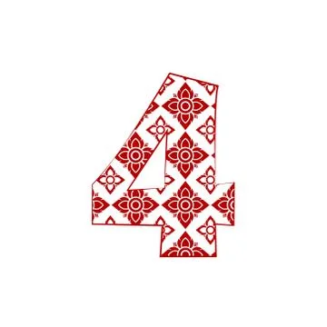 Number 4  Logo Template Design made from line thai art pattern. 스톡 일러스트