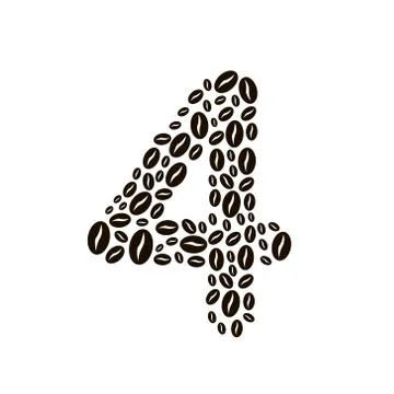 Number 4 made of coffee beans vector set Illustrazione stock