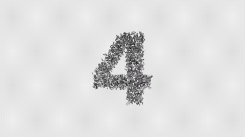 Number 4 Made of Numbers. 3D Font Number Animation with Alpha Channel Video stock 302170510