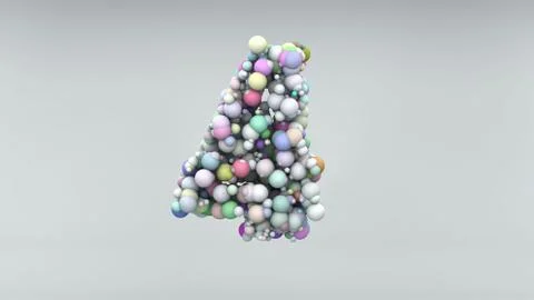 Number 4 made of plastic beads, purple bubbles, isolated on white, 3d render Stock Illustration