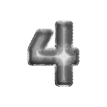 Number 4 Made Of Silver Inflatable Balloon Isolated On White Background Stock Illustration