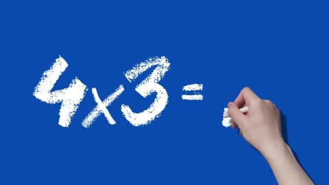 Number 4 Multiplication Table, Handwritten Animation, Blue Background Stock Footage 287846106