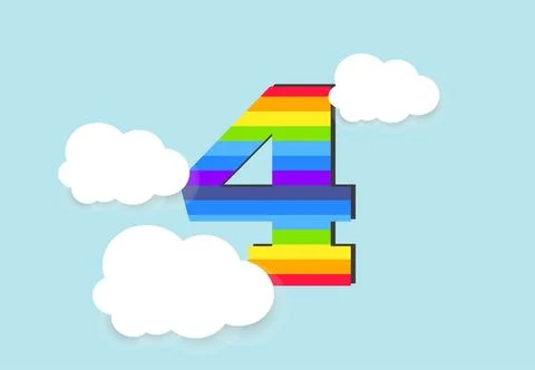 Number 4 Rainbow counting learn object design, abstract rainbow Number for .. Stock Illustration