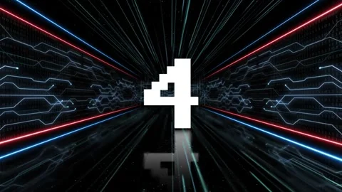 Number 4 in Tech Room Animation, Top Ten, on Alpha Channel, Loop Stock Footage 251480557