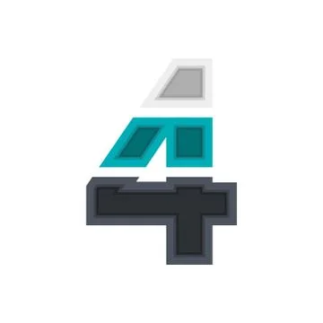 Number 4 vector font alphabet, modern dynamic design. Black, irish blue, whit Stock Illustration