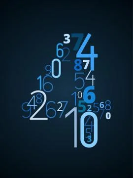 Number 4 , vector font from numbers Illustrazione stock