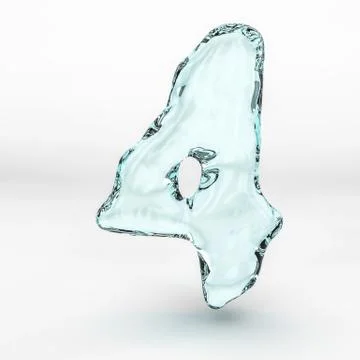 Number 4 of water splashes isolated on white background Stock Illustration