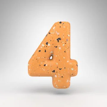 Number 4 on white background. 3D number with orange terrazzo pattern texture. イラスト素材