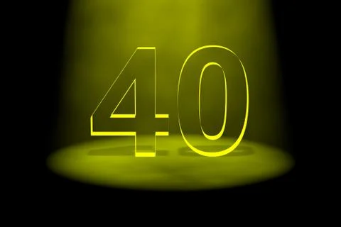 Number 40 illuminated with yellow light Stock Illustration
