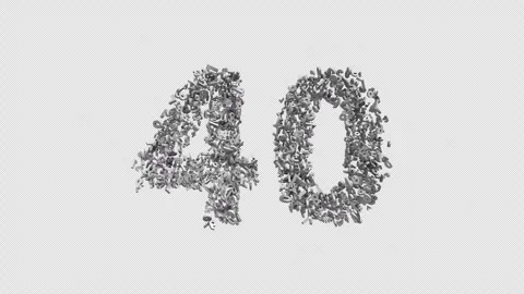 Number 40 Made of Numbers. 3D Font Number Animation with Alpha Channel Stock Footage 302172308