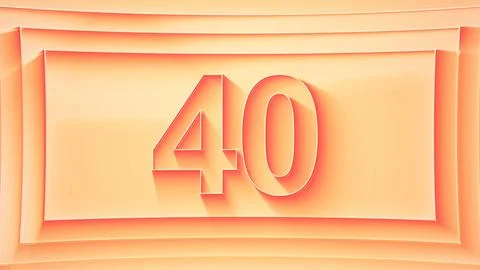 Number 40. Minimalistic embossed number with glittering lights. Stock Illustration