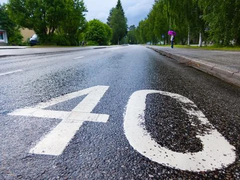 Number 40 on road surface Stock Photos