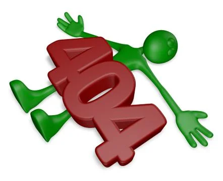 Number 404 on dead green guy - 3d illustration Stock Illustration