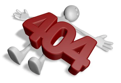 Number 404 on dead white guy - 3d illustration Stock Illustration