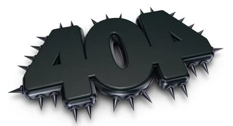 Number 404 with spikes on white background - 3d rendering Stock Illustration
