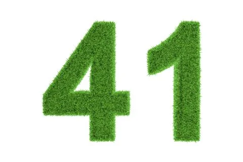 Number 41 with a green grass texture Stock Illustration