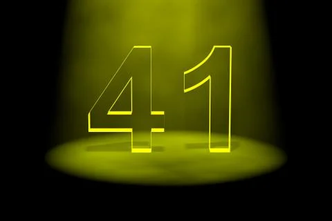 Number 41 illuminated with yellow light Stock Illustration