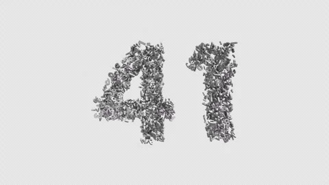 Number 41 Made of Numbers. 3D Font Number Animation with Alpha Channel Stock Footage 302172284