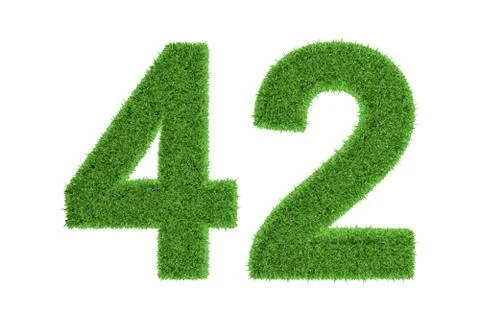 Number 42 with a green grass texture Stock Illustration