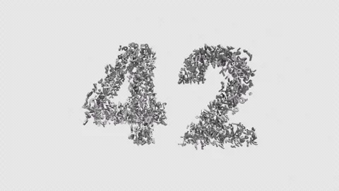 Number 42 Made of Numbers. 3D Font Number Animation with Alpha Channel Video stock 302172346